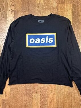 Oasis Live 2025 Tour Big Logo Black Cropped L/S T Shirt Mens Medium